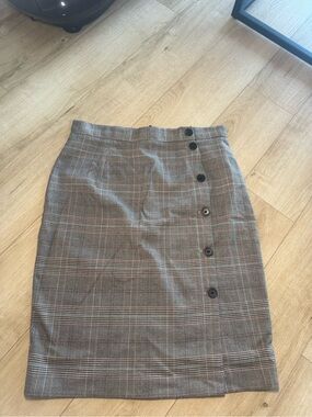 H&M Glen Plaid Pencil Skirt in Taupe and Black